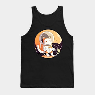 Cat Astronaut Floating in Space - Cat Lover Tank Top